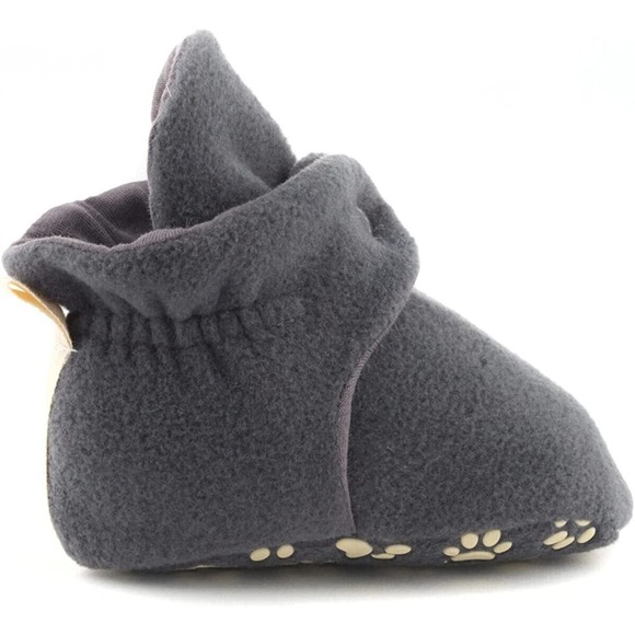 Fleece Baby Booties - Cotton & Gripper Bottoms, Non Skid 6-12 Months Wide Infant - Picture 2 of 3